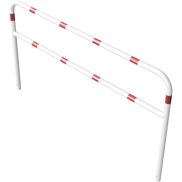 Protective bar made of steel tubing |  60 x 2.5 mm | with crossbar | total width: 2500 mm | total height: 1400 mm | hot-dip galvanized and white coatedwith red reflecting stripes